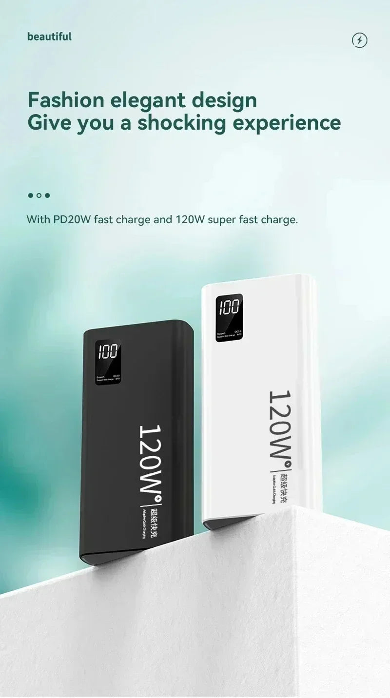 500000mAh 120W Power Bank Большая емкость Супер быстрая зарядка батареи Зарядка