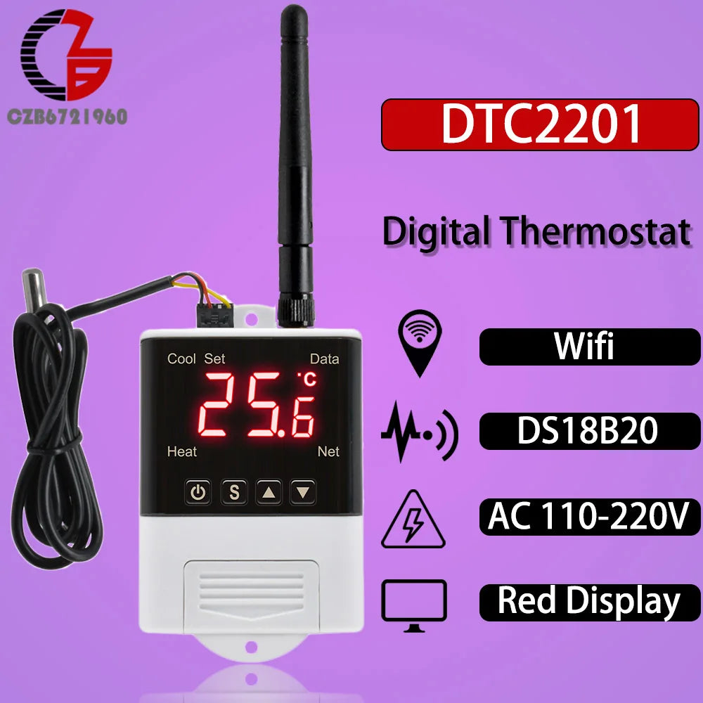 Wifi Thermostat Humidistat 12V 110V 220V Digital Temperature Humidity Controller Regulator Auto Car Incubator Thermoregulator
