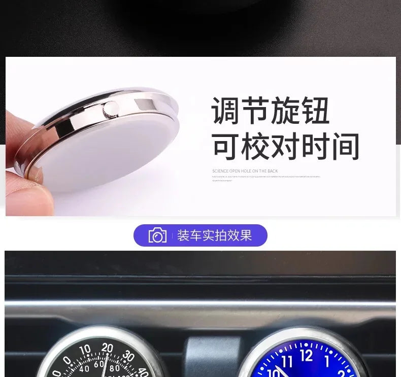 Car Clock Luminous Auto Ornament Mini Automobiles Internal Stick-On Digital Watch Mechanics Quartz Clocks 40mm 43mm