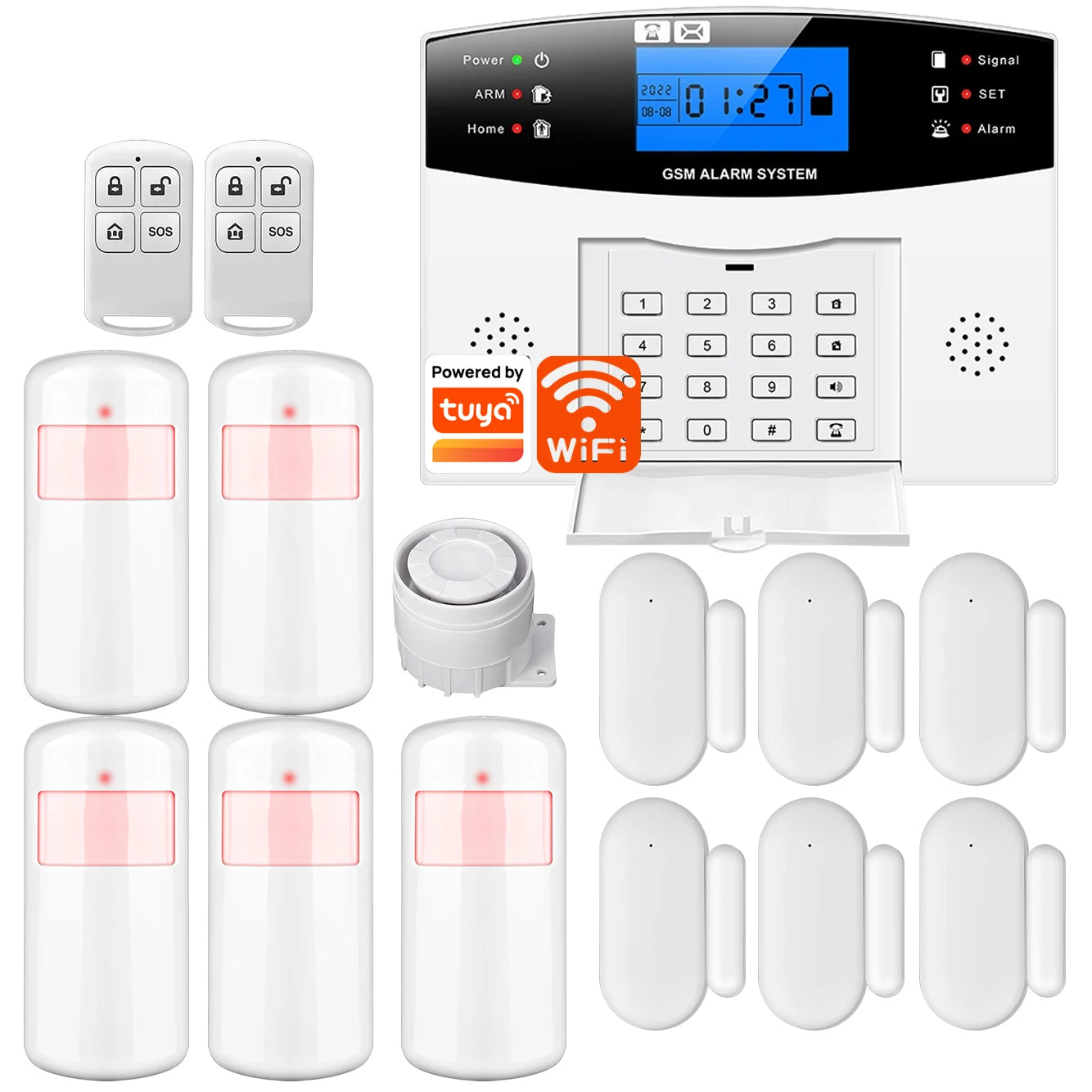 GSM WiFi Smart Alarm System Wireless DIY Smart Home Security System With APP Control Works with Alexa for Houses Apartments