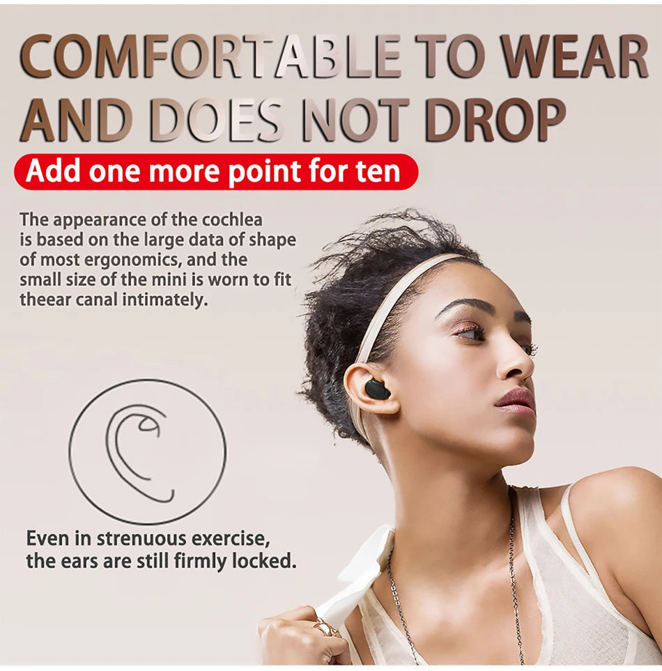 TWS Wireless Bluetooth Headphone, Stereo Headset, Sports Earbuds, Microphone with Charging Box, Smartphone