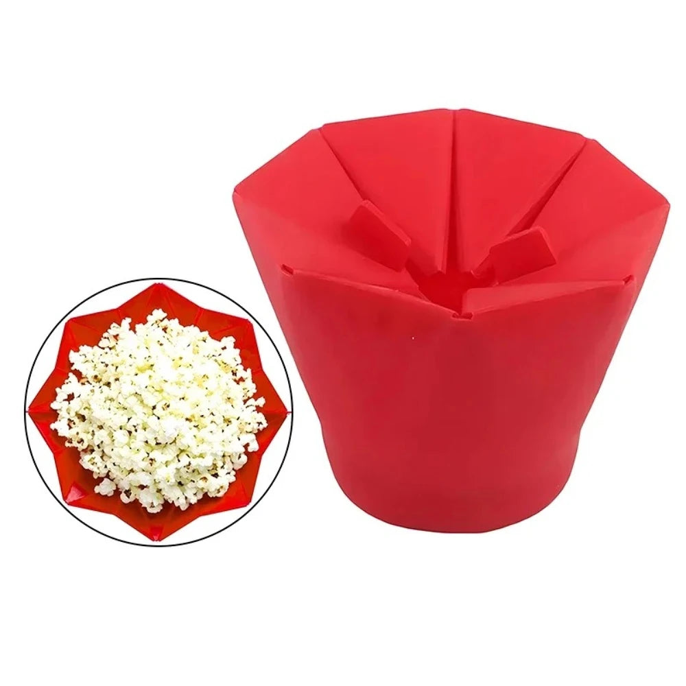 Popcorn Bow Foldable Microwave Oven Popcorn Bowl DIY Silicone Popcorn Maker Dishwasher Safe Home Kitchen Tool for Making Popcorn