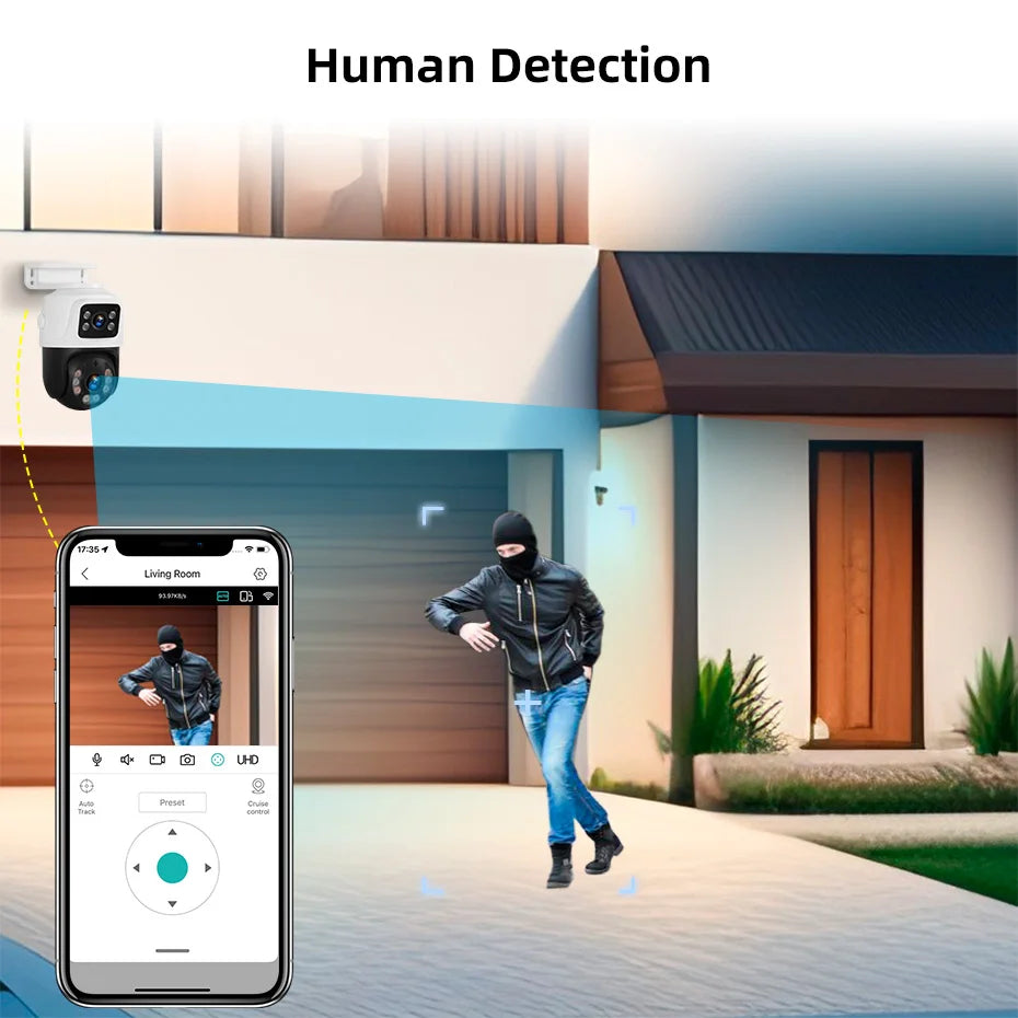 KERUI Waterproof 6MP HD POE Surveillance Camera System Dual Lens PTZ WIFI IP Home Security 4CH 8CH POE NVR Video H.265 CCTV Kit