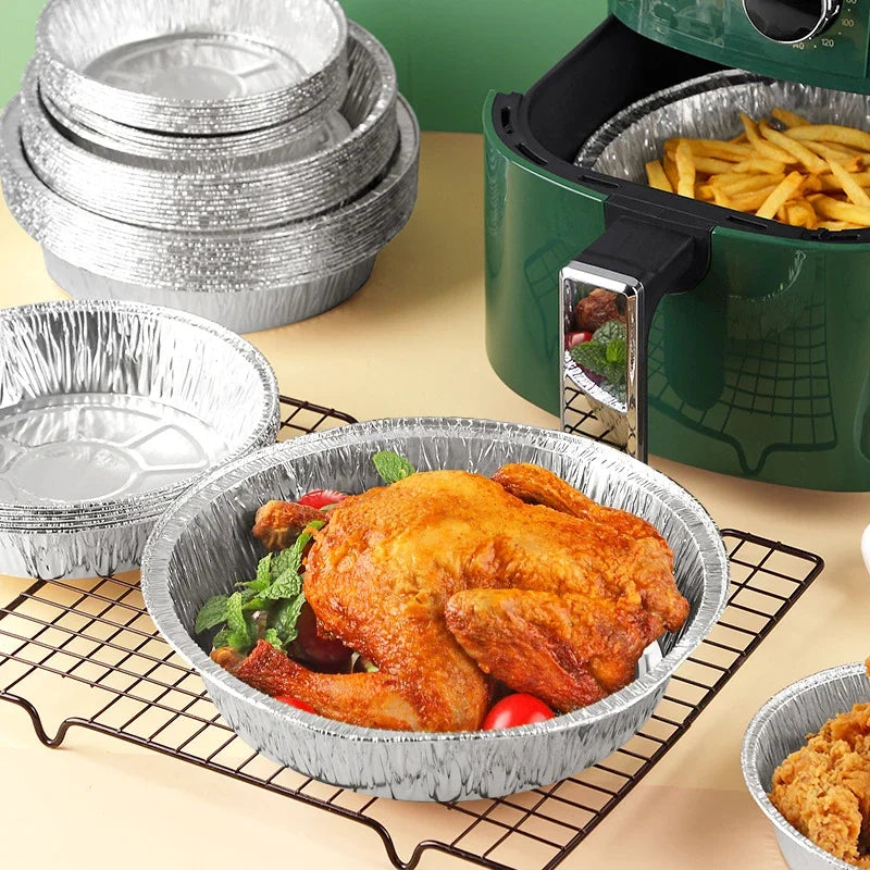 Air Fryer Aluminum Foil Pan Kitchen Supplies Food Containers Square Oven BBQ Tray Oil-proof Non-stick Kitchen Baking Tools