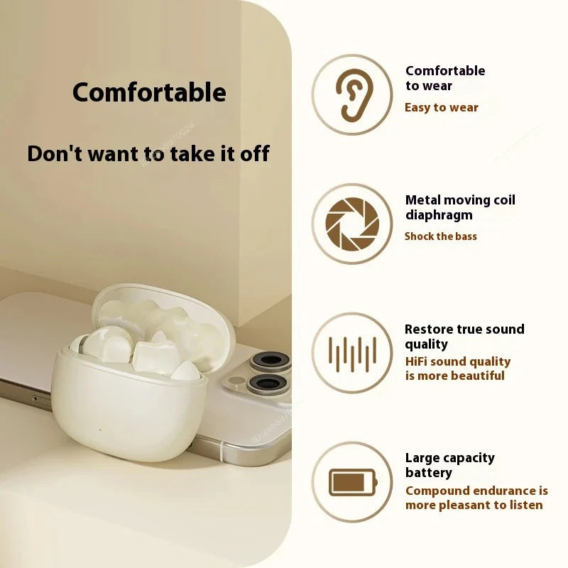Wireless Bluetooth Earbuds Comfort Fit Metal Diaphragm Hi-Fi Sound Long Battery Life Earphones ENC Noise Cancellation With Mic