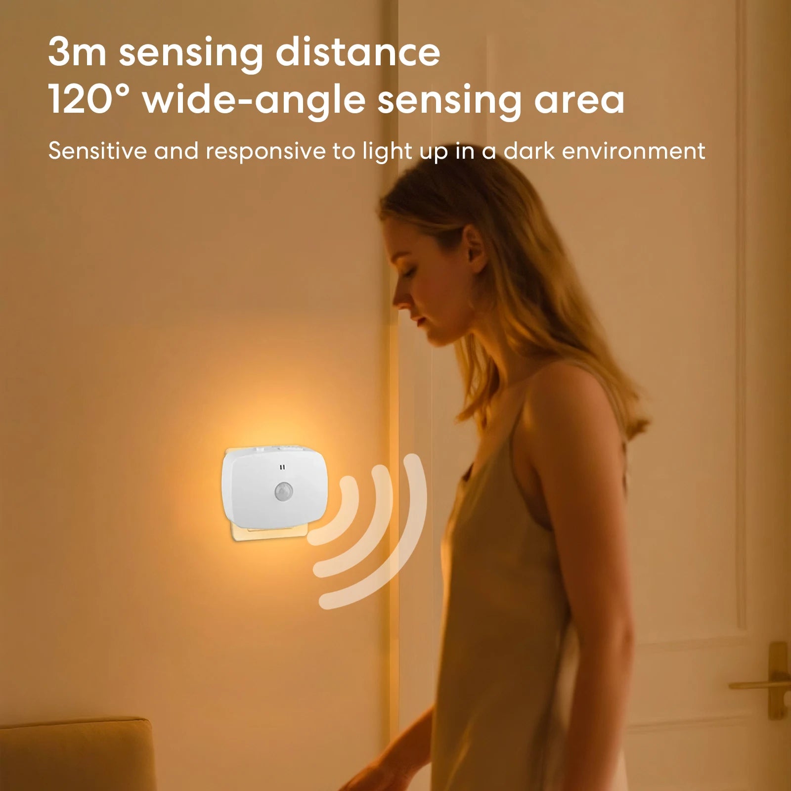 Smart Night Light EU Plug Dimmable LED with PIR Motion Sensor & Light Detection Energy-Saving for Corridor Toilet Stairs
