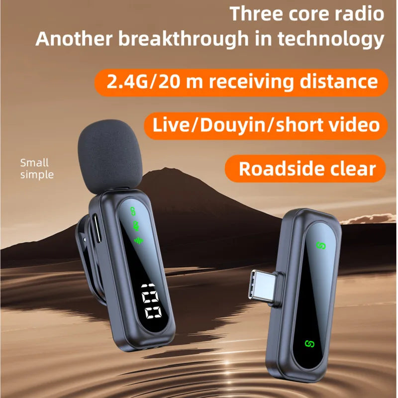 LongMao Lavalier Lapel Microphone Wireless Portable Noise Reduction Audio Recording Type-C Mic for USB-C Android PC Live