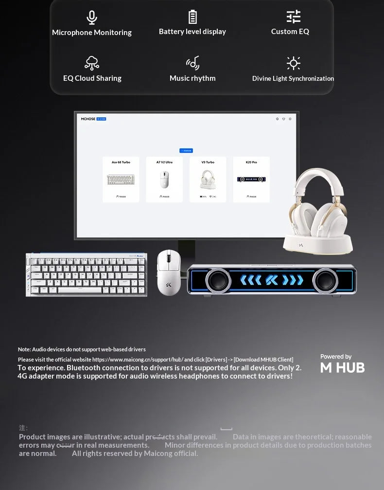 MCHOSE V9 Turbo Gaming Headset Support BT 2.4G Low Latency Wireless E-Sport Top Speed Connection with 2000mAh Magnetic Charging