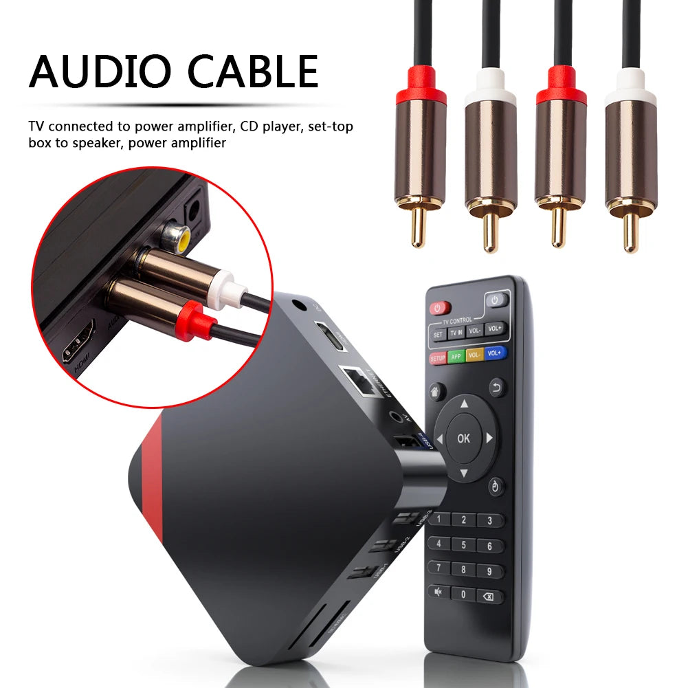 Audio Cord Audio Cable Male to Male 1m 2m 3m 2 RCA to 2 RCA Cable Cord Microphone Mixer for Home Theater DVD TV