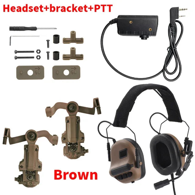 ARM NEXT F10 Tactical Headset Hunting Shooting Noise Cancelling Headphones with Brackets Fit for Wendy M-LOK ARC Helmet