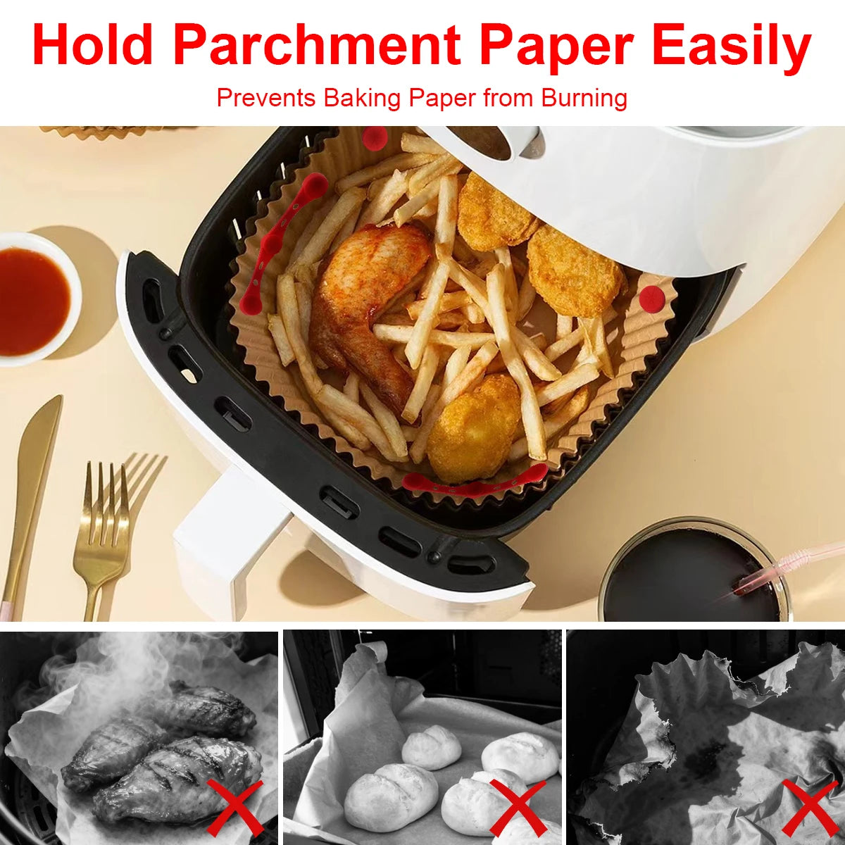 Air Fryer Magnet Silicone Buckle, Air Fryer Magnetic Silicone Clips, Parchment paper used to control the air fryer can be reused