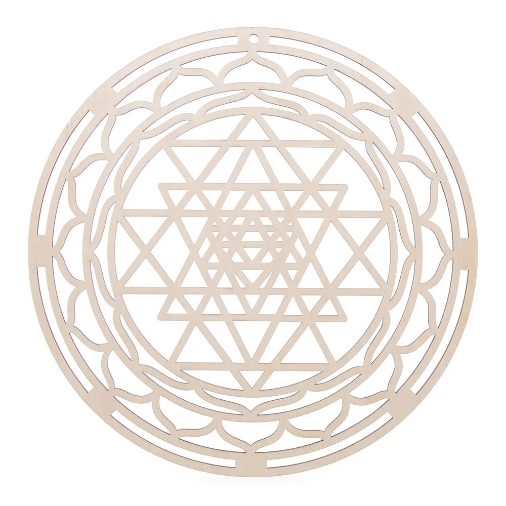 Wooden Wall Art Home Decor Flower Of Life Energy Mat Decorative Boards Crafts Slice Wood Base Coasters Sacred Geometry Ornament