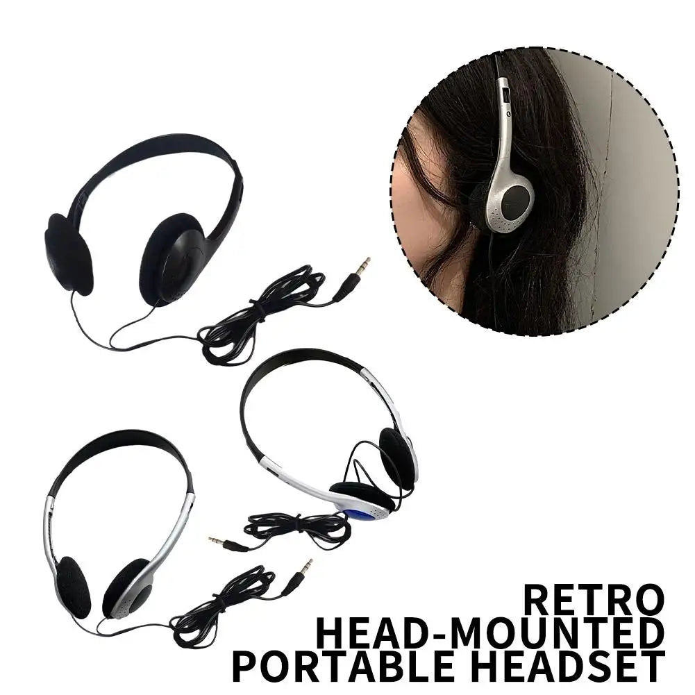 Portable Headphones Personality Retro Nostalgic Headset Black Fashion Style Headset Over Ear Earbud 3.5mm Wired Headset NEW