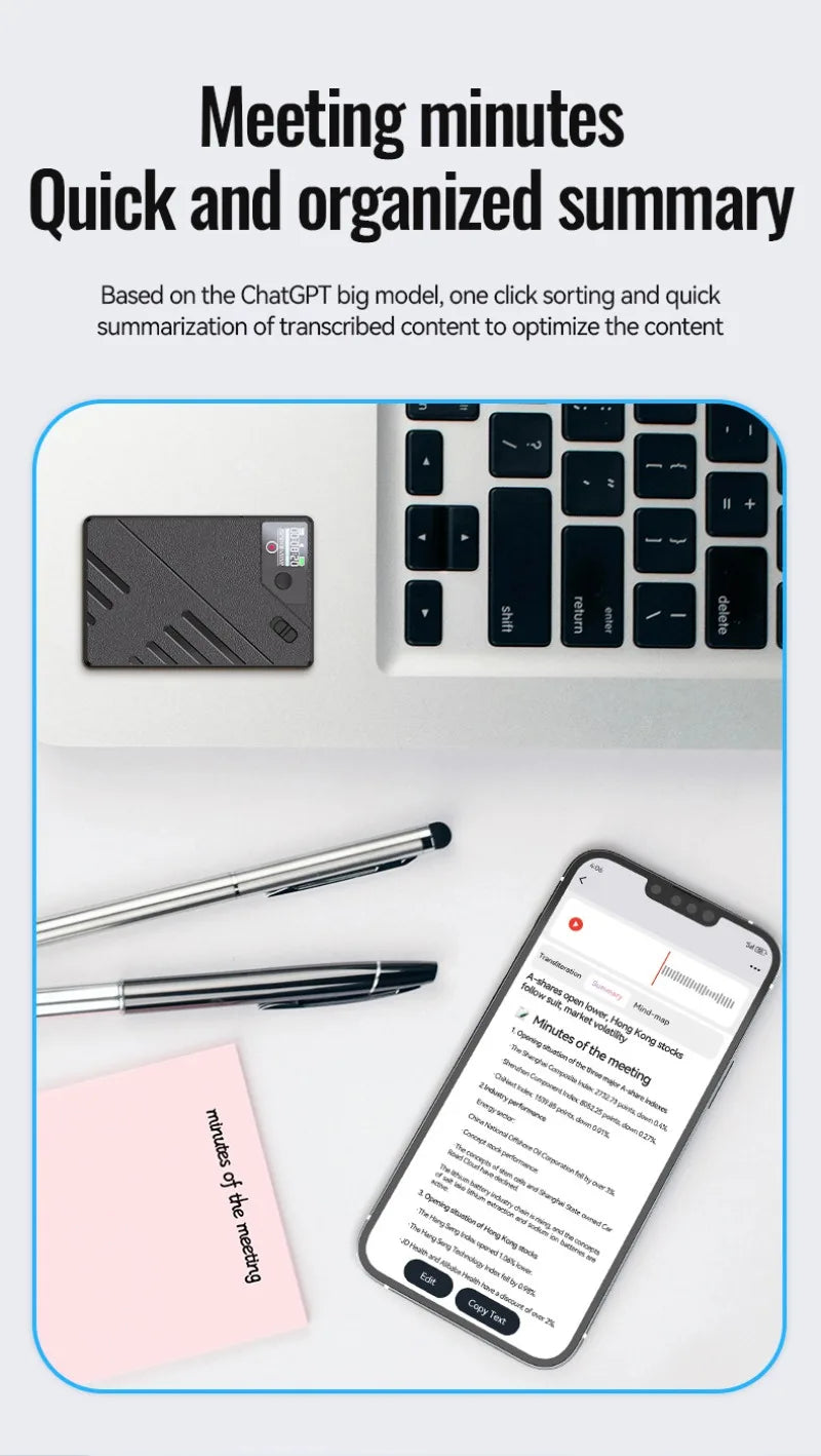 AI Voice Recorder ChatGPT APP Control Audio Mind Map Real Time Transcription, Summary, Translation Phone Calls Recording