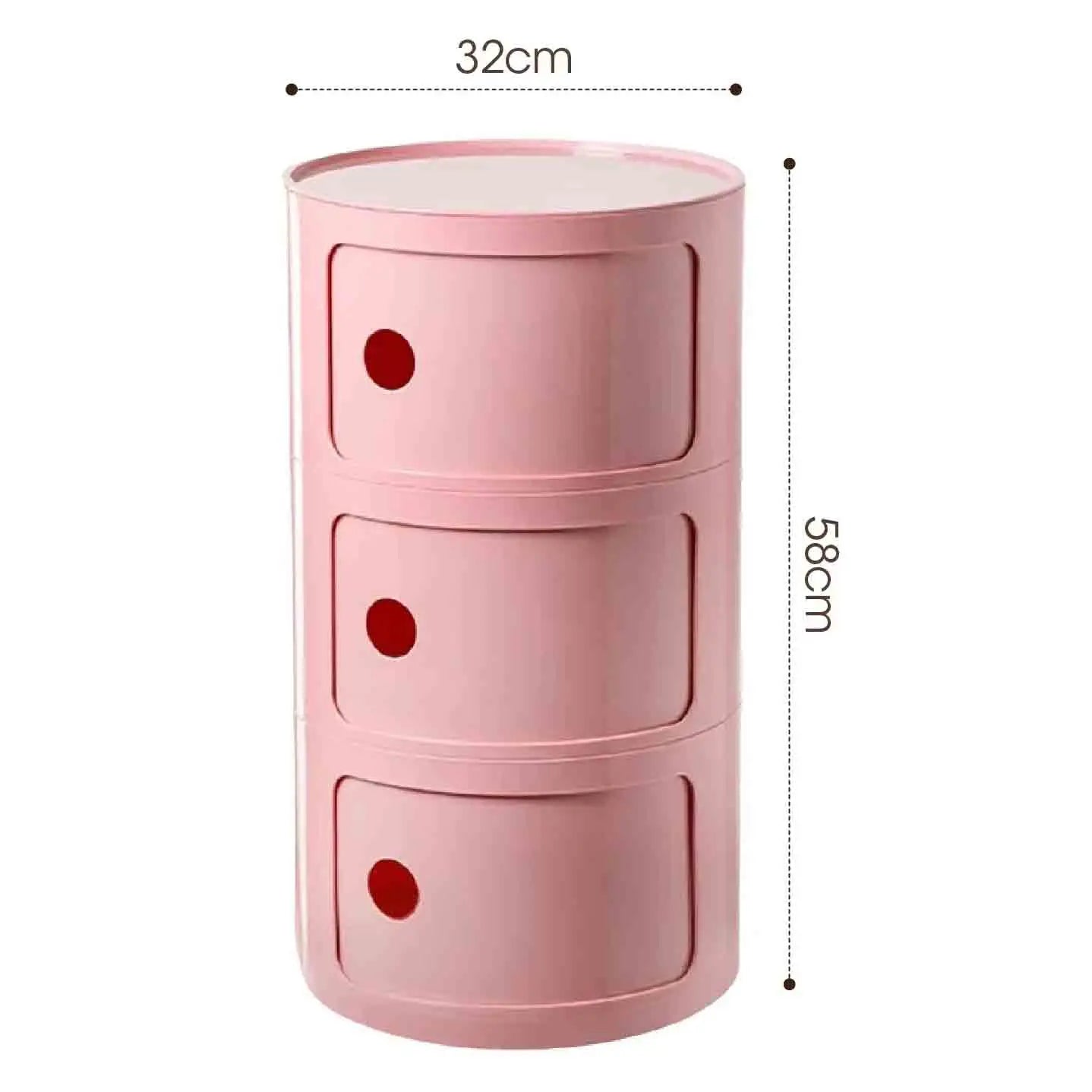 Plastic Round Nightstand Bedside Table Cabinet with Sliding Doors Round Storage Bedside Cabinet Nightstand  for Living Bedroom