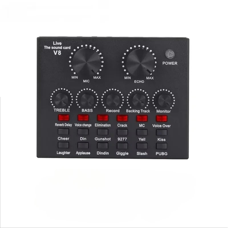 V8 V8S Audio Mixer USB External Headset Microphone Webcast Personal Live Broadcast Sound Card For Phone Computer