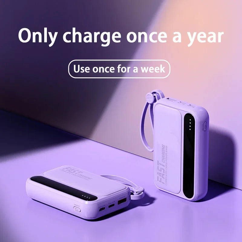 With 4In1 Cables 120W 500000mAh Power Bank Large Capacity Intelligent Digital Display Light Portable Powerbank For iPhone Huawei