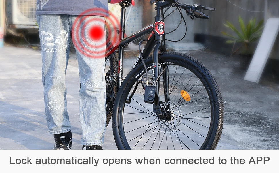Wsdcam Bluetooth Smart Bike Lock Waterproof Anti-theft Password Lock Stainless Steel Chain Bicycle Cycling Security Alarm