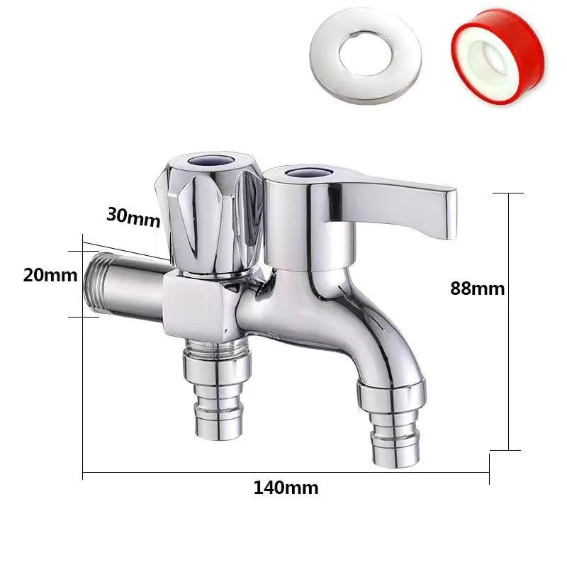 Washing Machine Tap 4-point Interface Double Ended Brass Faucet Mop Pool Expansion Faucet Multifunctional Bathroom Accessories