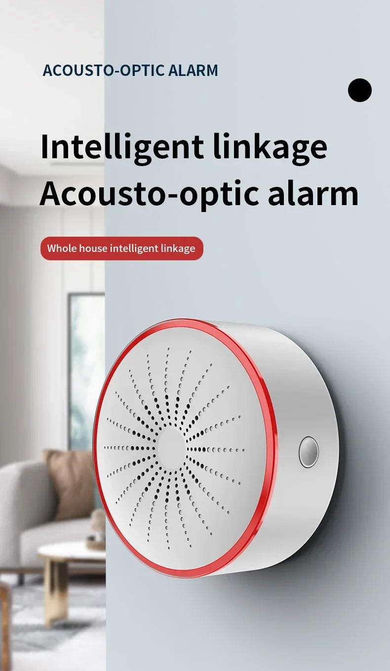 Tuya WiFi Zigbee Smart Siren Alarm 100db Speaker Sound & Light Alert Detector App Control Works With Alexa For Home Security