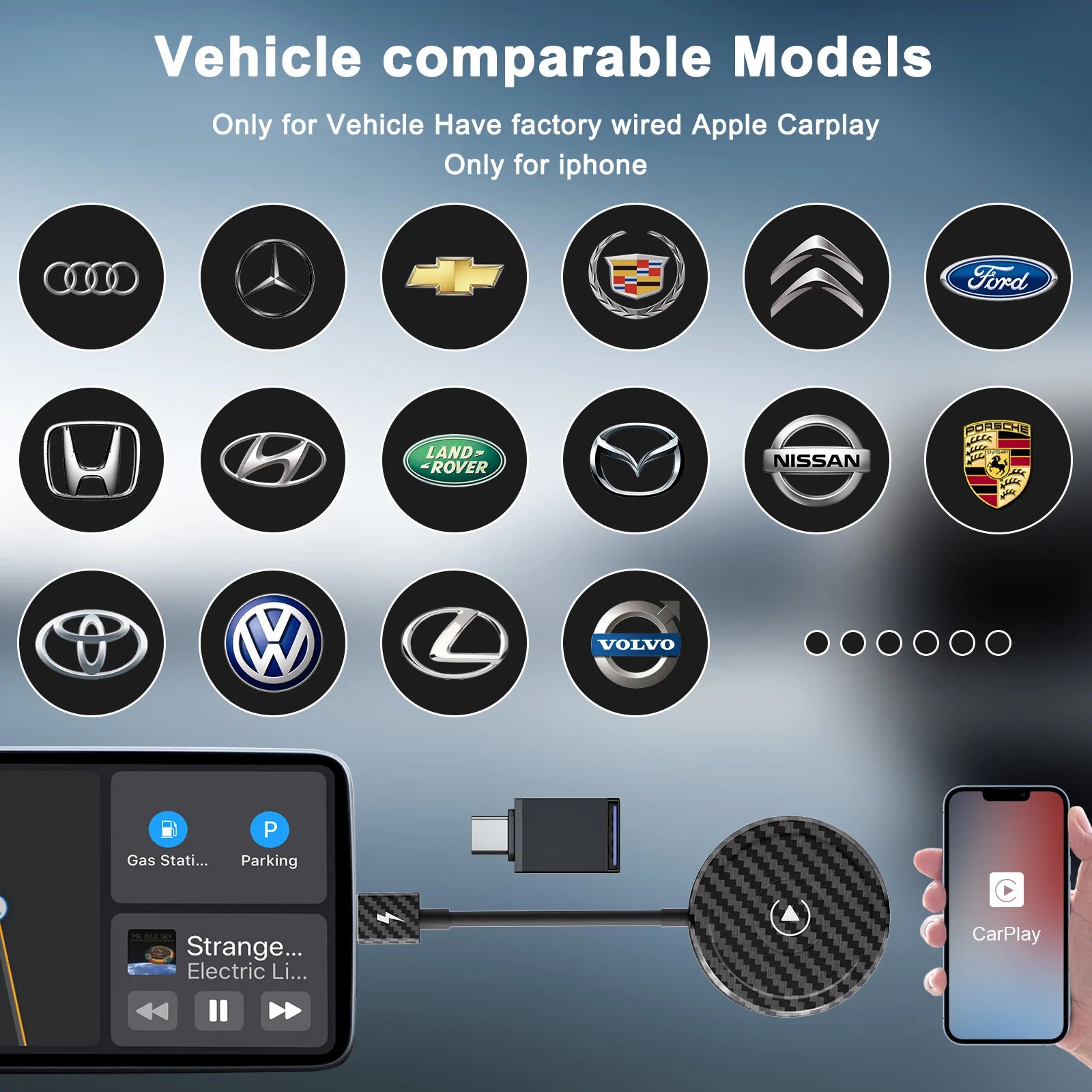 Wireless Android Auto car Adapter, Wireless Carplay Dongle Convert Wired to Wireless For android/iPhone Plug and Play