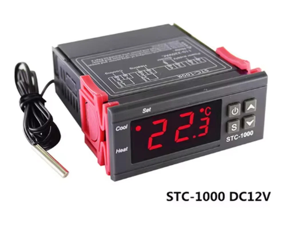 STC-1000 Digital LED Temperature Controller Heating Cooling Centigrade Thermostat 2 Relays Output with NTC Sensor Probe 12v 24v