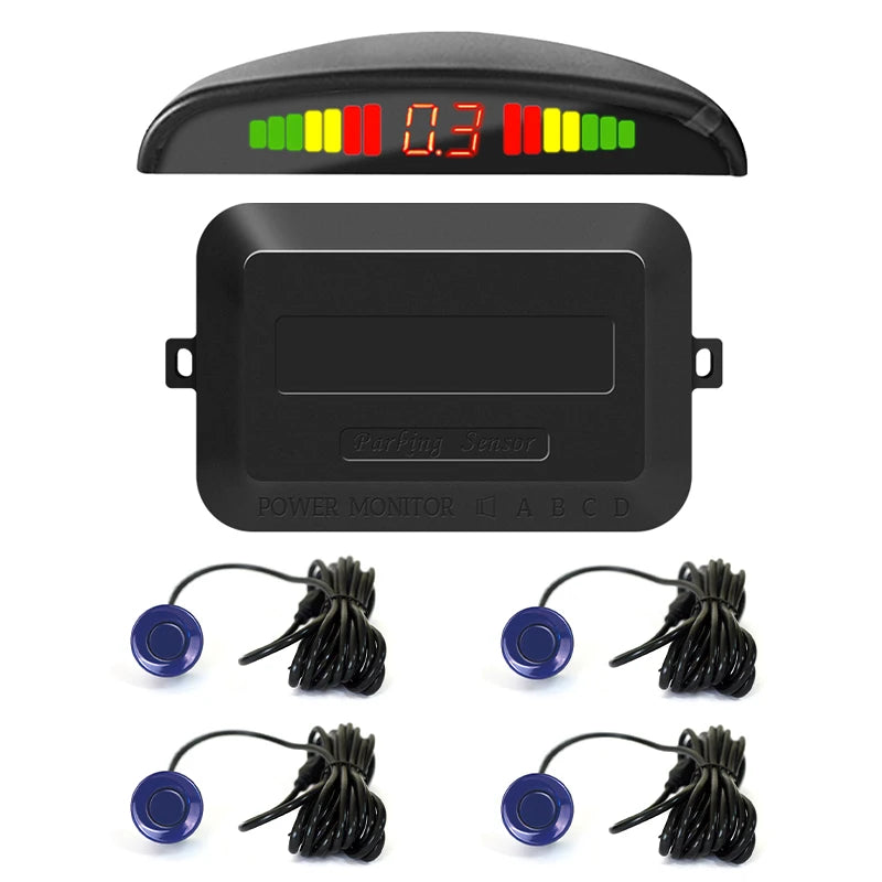 Hippcron 12V Car LED Parking Sensor Parking Kit Display Alarm With 22MM 4 Sensors Backlight Reverse Backup Radar Monitor System
