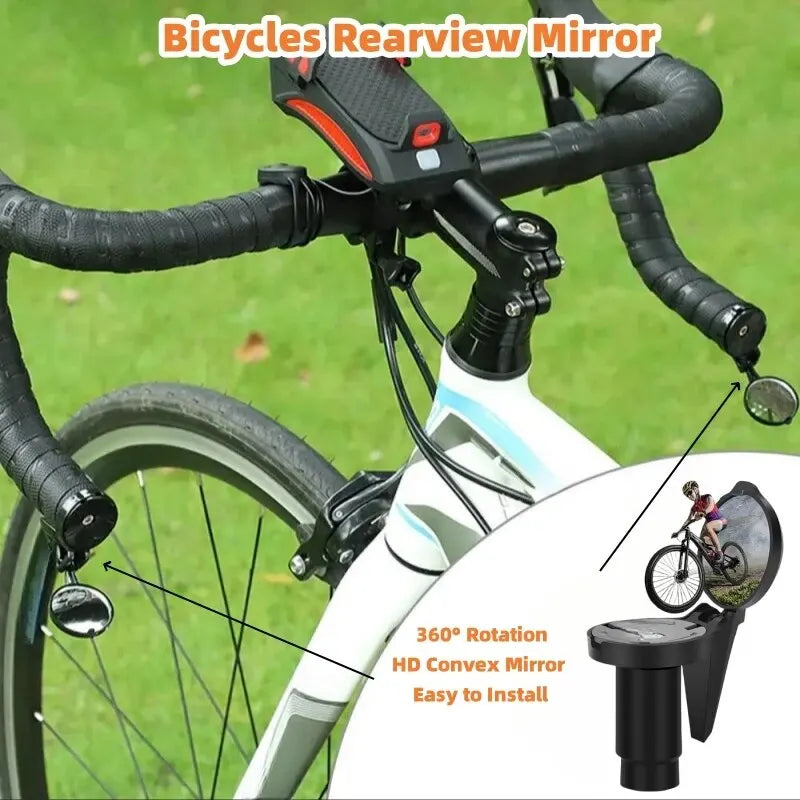 Bicycle Rearview Mirror Bike Handlebar End Mirror HD Mirrors 360° Rotate Convex MTB Road Bike Handlebar Mirrors Bike Accessories