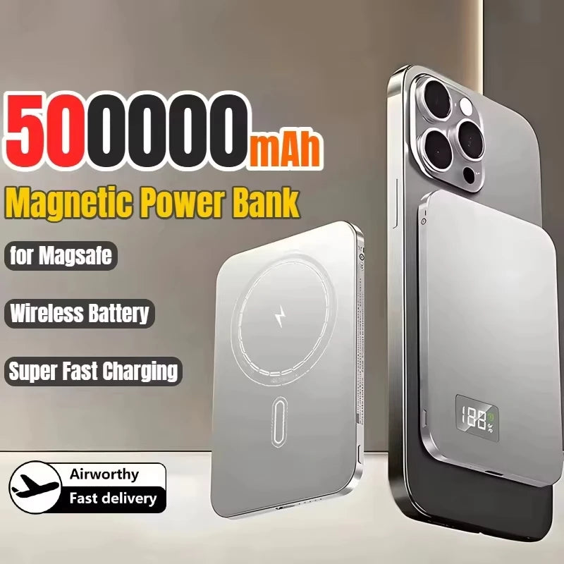 500000mAh Magnetic Power Bank  Fast Charging  Portable Wireless PD22.5W Fast Charging External Battery for Magsafe for iPhone