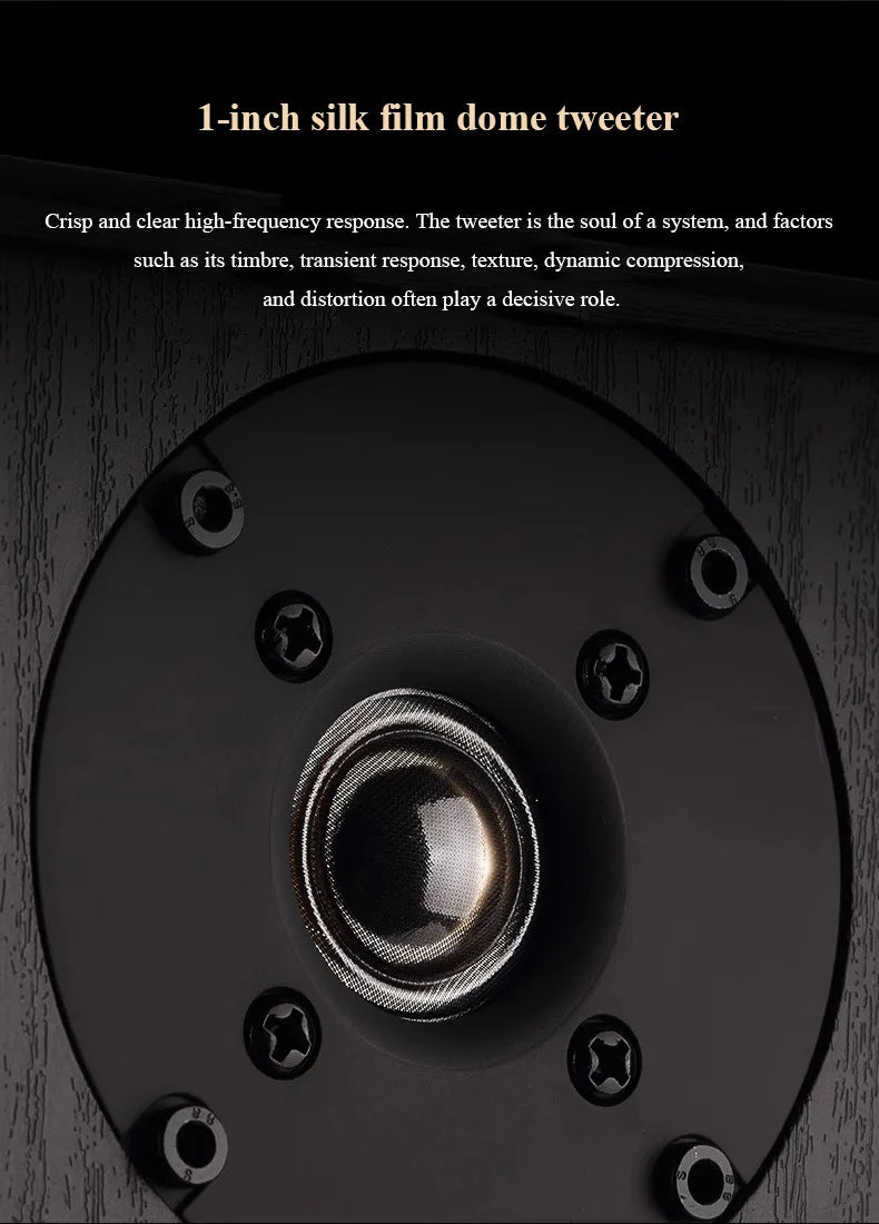 Household 6.5 Inch Bookshelf Speaker 100W*2 Output Power 2 Way HIFI Passive Speaker 2.0 Stereo 1 Inch Silk Film Dome Tweeter