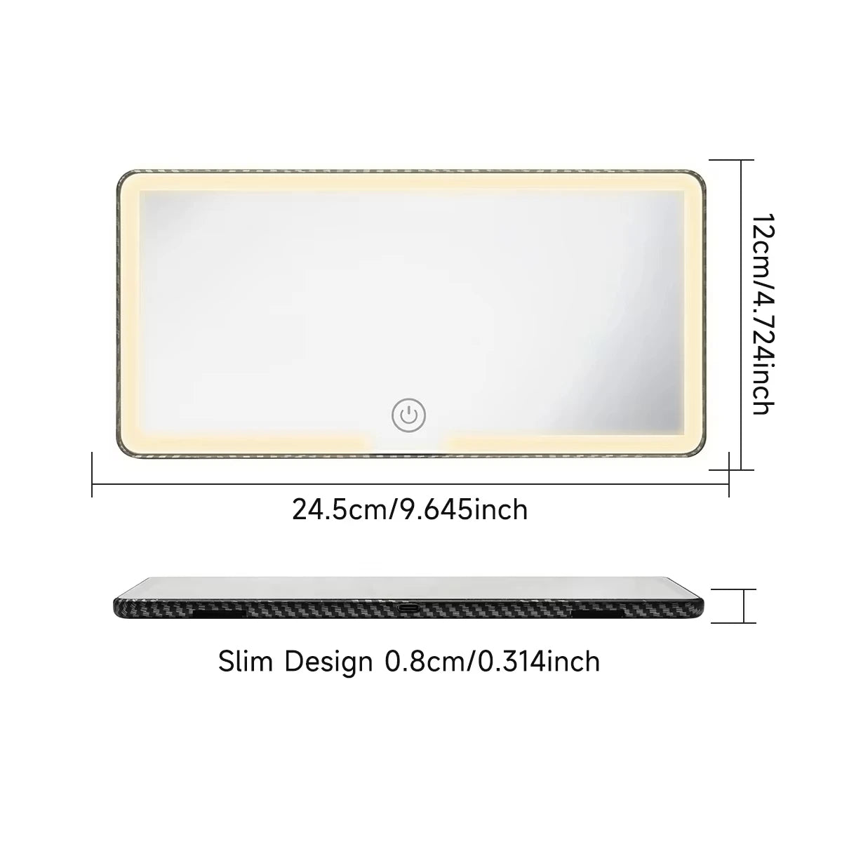 Car interior mirror, sun visor, LED high-definition makeup mirror, 3-mode touch screen adjustment,USBcharging,car makeup mirror