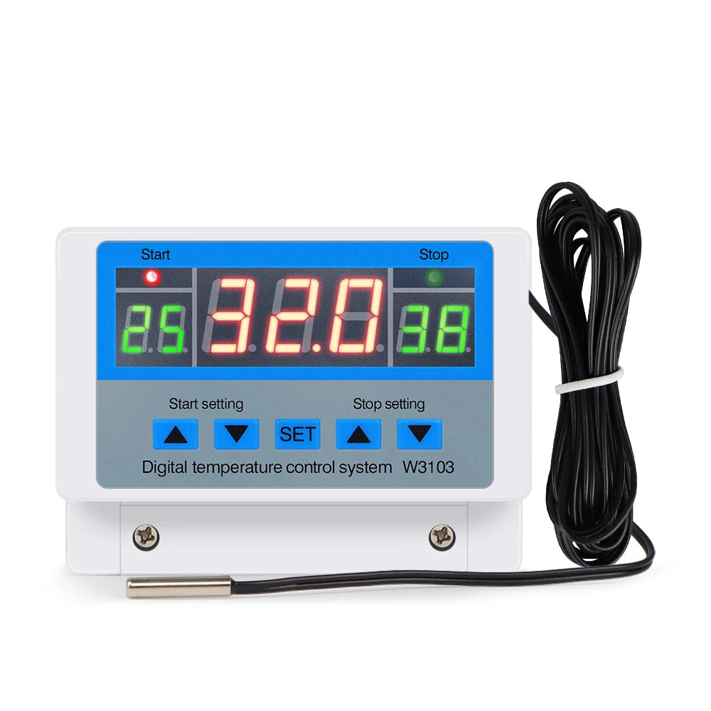 Digital Temperature Controller 220V Max 5000W Digital Thermostat 30A -19 to 99℃ Temperature Controller Switch LCD XH-W3103