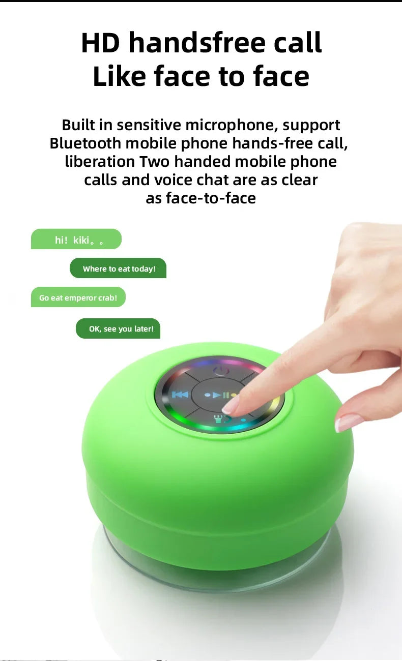 New Bathroom Waterproof Wireless LED Bluetooth Speaker Large Suction Cup Mini Portable Speaker Outdoor Sports Stereo Speaker