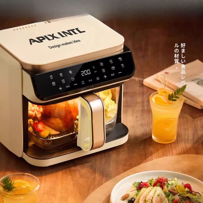 6L air fryer transparent visual household no-turn-over high boron glass liner water tender baking machine