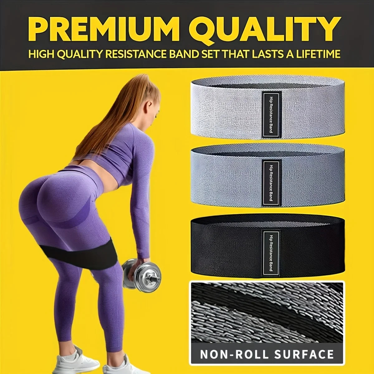 3pcs Yoga Pilates Strength Training Elastic Resistance Bands for Legs and Butt urable Fitness for Home Workouts, Yoga, Pilates