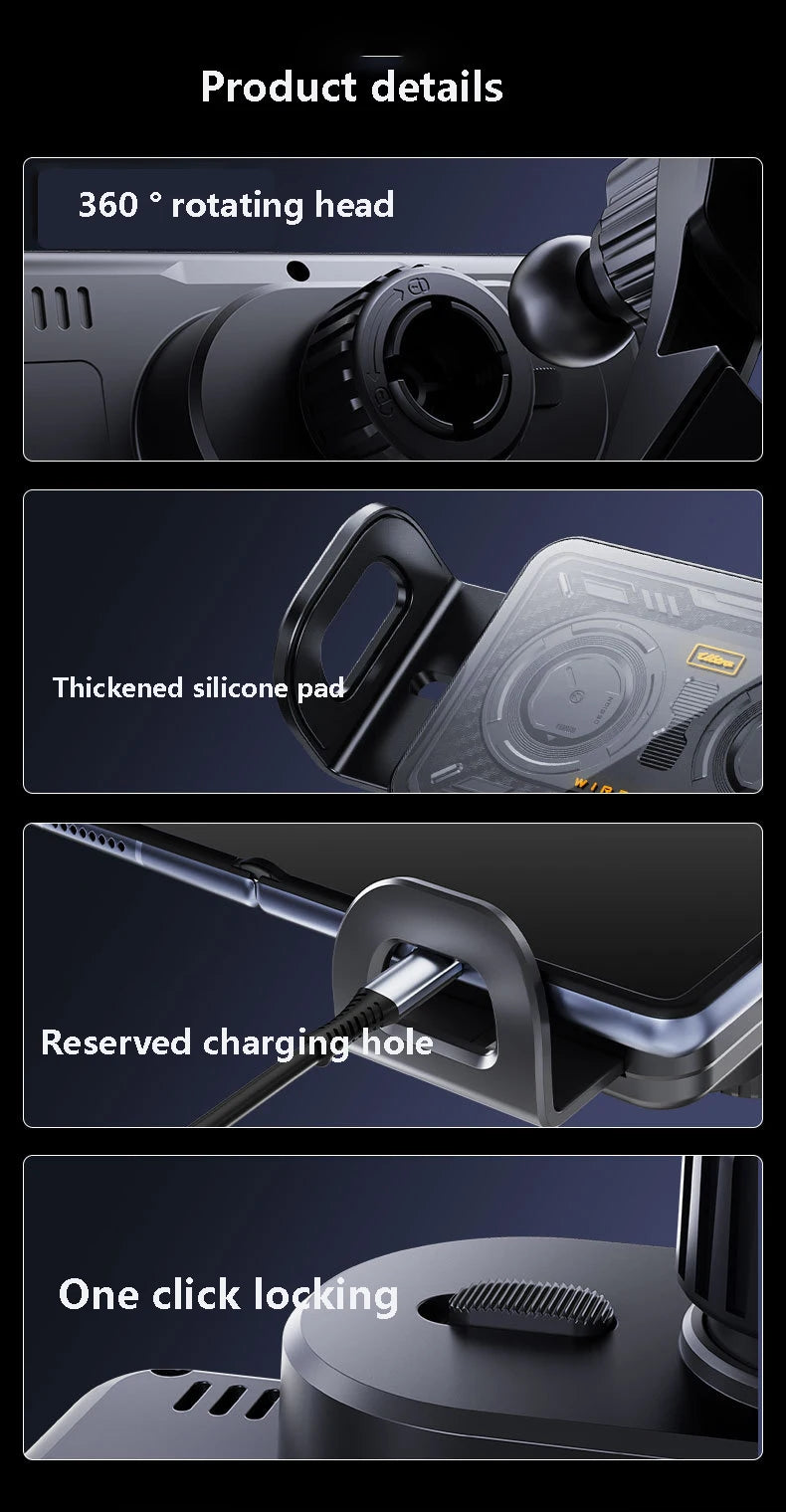 High Intelligent Mobile Phone/Pad Holder, Magnetic Phone Holder for Car, 2 in 1 Auto Rotating Phone Holder, Wireless Car Charger