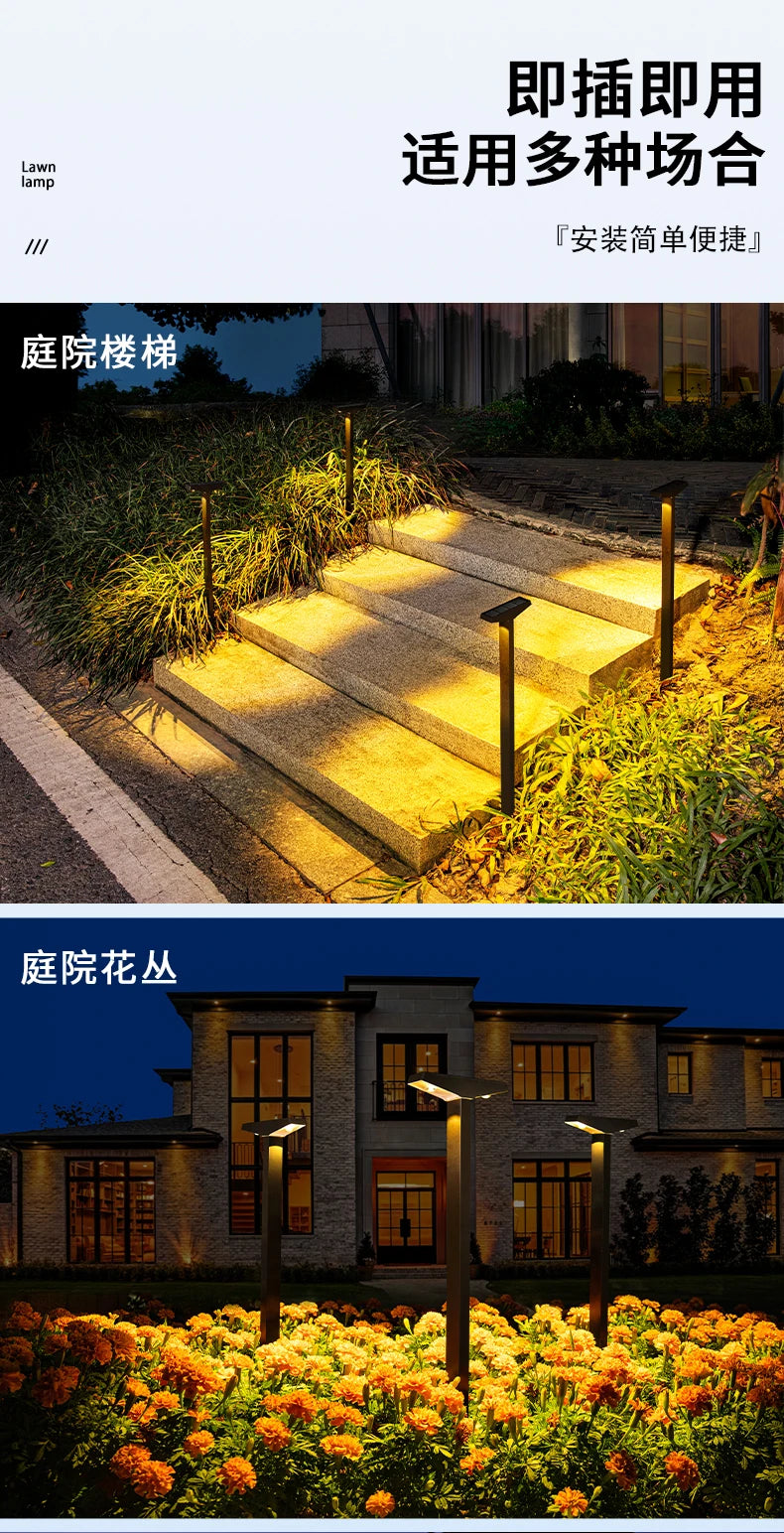 Solar-Powered Lawn Lights, Outdoor Waterproof Ground Lights, Suitable for Courtyards, Paths, Gardens, Lawns, Camping, Outdoor Areas, and Deck Ambiance Decoration and Landscaping