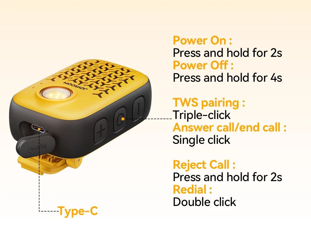 Joyroom Wearable Bluetooth Speakers,IP67 Waterproof,Clip-On Portable Small Personal Speaker/Clean Sound/Stereo Pair/Wireless 5.4