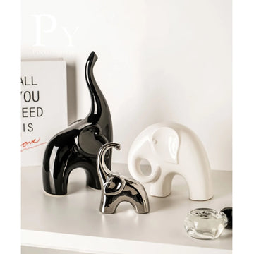 Porcelain Elephant Statue, Minimalist Animal Sculpture for Living Room, Luxury Home Decor, TV Cabinet & Bar Showpiece