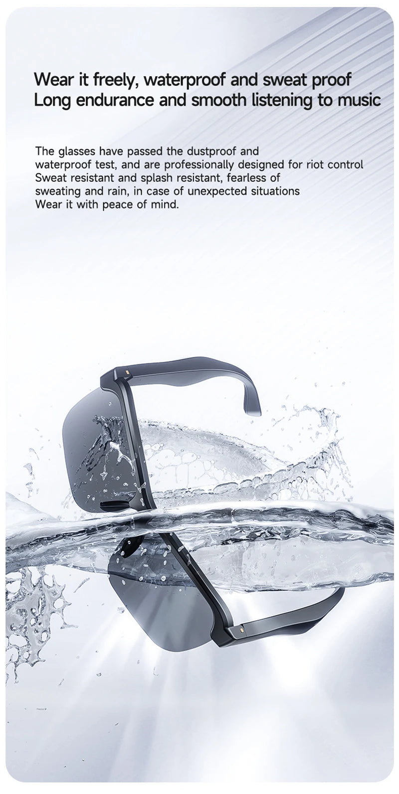 AI HD Smart Glasses Bluetooth Music Glasses Voice Assistant Calling Control Music UV Polarized Multifunctional Sunglasses