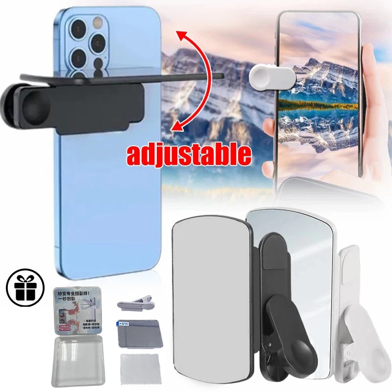 Sky Mirror Mobile Phone Reflection  Clip Adjustable Angle Mirror Clip Outdoor Travel Phone Reflector  Artifact