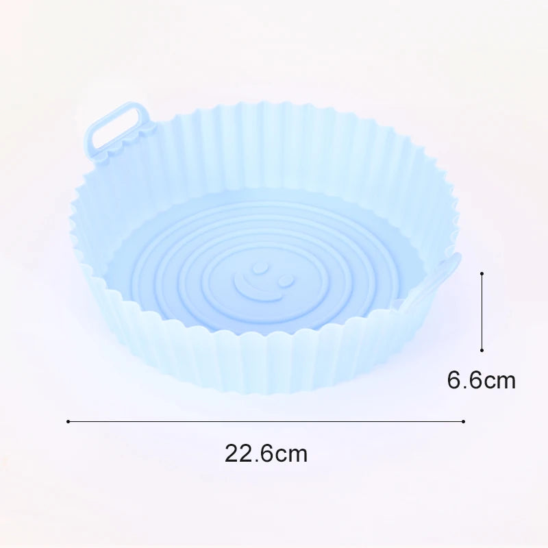 22cm Air Fryers Oven Baking Tray Fried Chicken Basket Mat AirFryer Silicone Pot Square Replacemen Grill Pan Accessories Tool