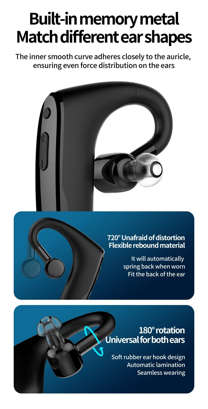 New Compact Lightweight Single Rechargeable Headphones Noise Cancelling Feature Ear-hook Earbuds Suitable For The Elderly