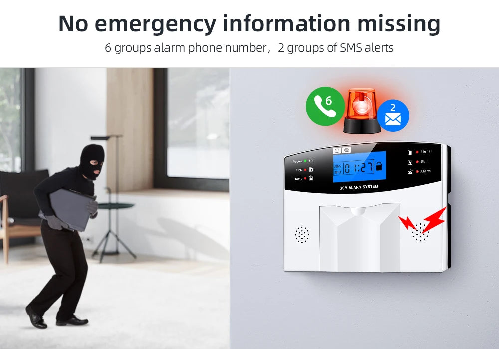GSM WiFi Smart Alarm System Wireless DIY Smart Home Security System With APP Control Works with Alexa for Houses Apartments