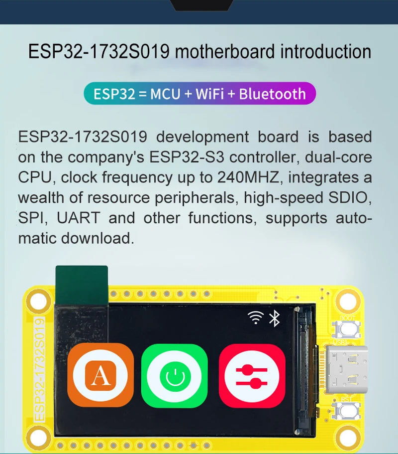 ESP32-S3 HMI  8M PSRAM 16M Flash Arduino LVGL WIFI&Bluetooth 1.9 "  170*320  Smart Display Screen 1.9 inch IPS LCD TFT Module
