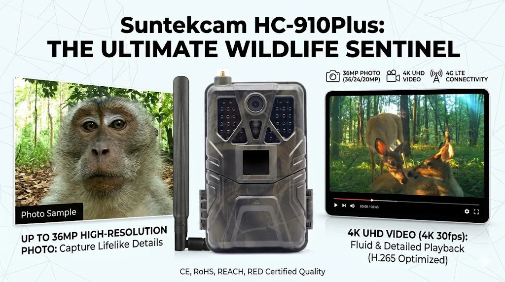 4K 30fps Trail Camera with APP Control Cloud Service 4G 30MP Live Stream Night Vision Wild Hunting Photo Trap HC910PRO