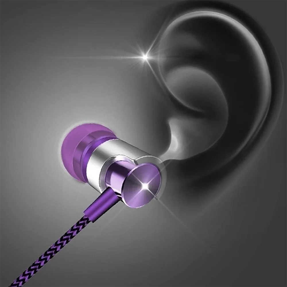 3.5mm Wired Headphones Noise Canceling In-Ear Sports Earphone Dual Driver Bass Stereo Gaming Headset HiFi Music Earbuds With Mic