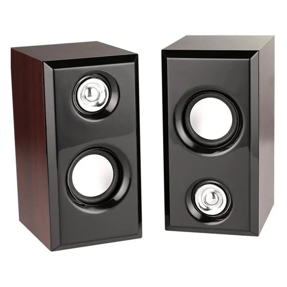 USB Wired Wood Speakers Bass Stereo Subwoofer Sound Box 3.5mm AUX Input USB Power Computer Speakers For Desktop PC Smart Phone