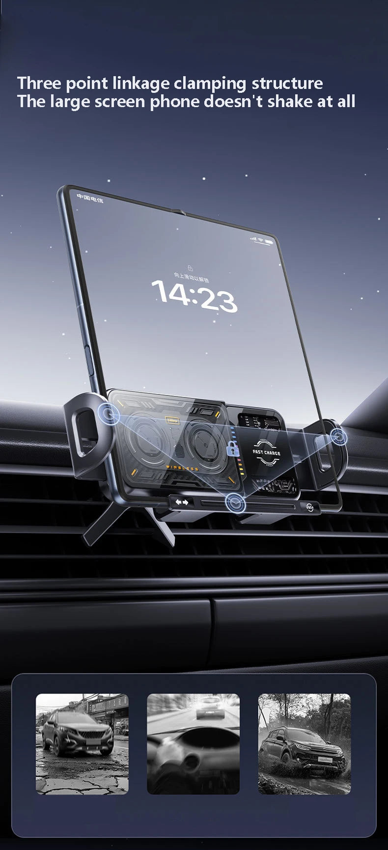 High Intelligent Mobile Phone/Pad Holder, Magnetic Phone Holder for Car, 2 in 1 Auto Rotating Phone Holder, Wireless Car Charger