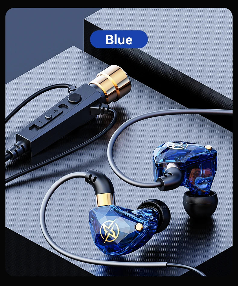 Wired HiFi Headphones with Mini Condenser Microphone Bass Dynamic Earphone Noise-Cancelling Headset for Sports Music Karaoke